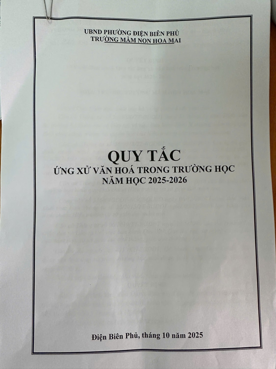 Quy tắc ứng xử văn hóa trong trường học năm học 2025-2026